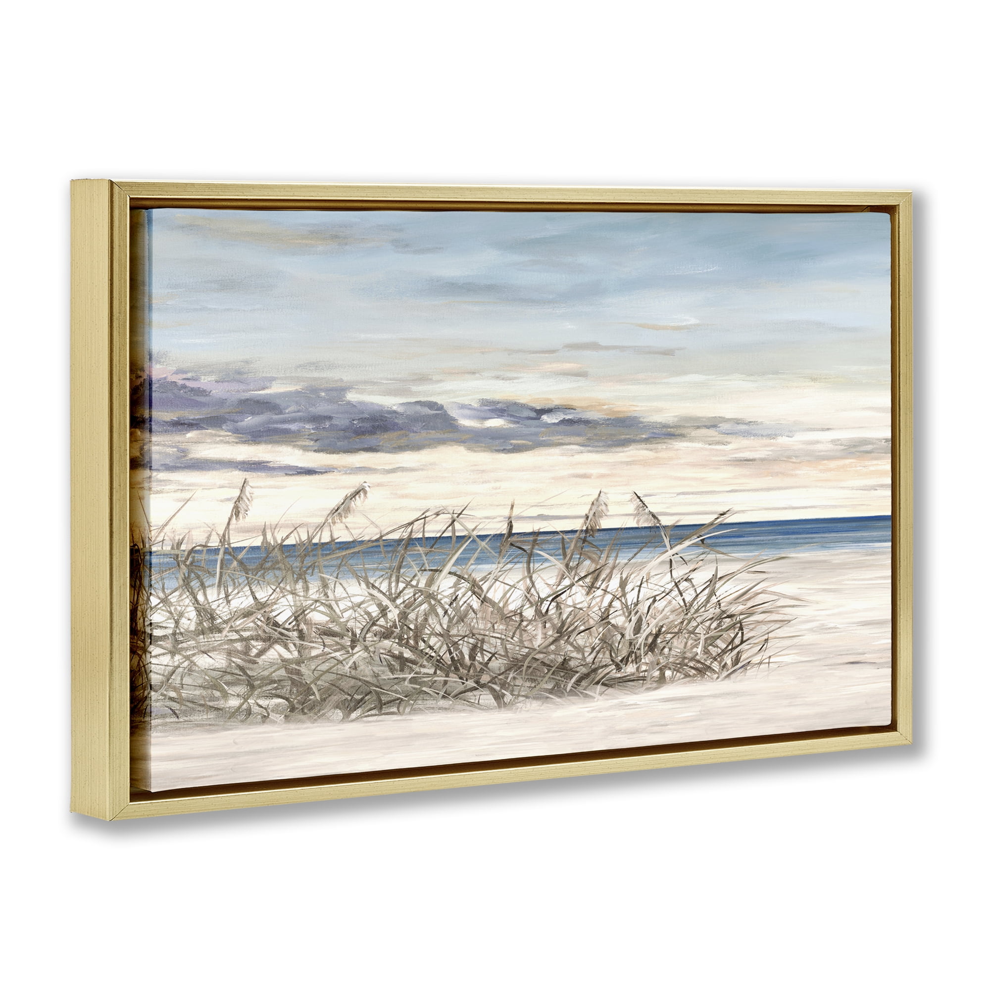 Stupell Industries Windy Beaches Landscape Gold Framed Floater Canvas Wall Art, design by Julie DeRice