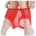thumbnail image 3 of Lingerie for Women Low Middle Waist Transparent Mesh Solid Lace Underwear Babydoll Breathable Panties, 3 of 5