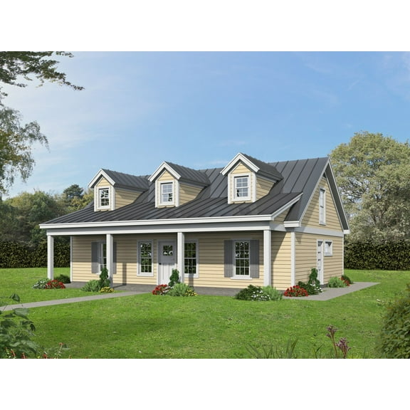 763-128015: Traditional Country 2 Bed, 2 Bath Luxury Home Plan, 1280 Sq Ft: Full Blueprints with License to Build by Home Plan Marketplace - Lesuto