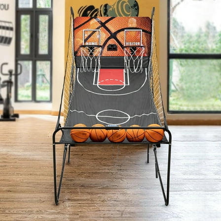 Basketball Arcade Game Indoor with LED Electronic Scorer and Timer, Arcade Basketball Fun at Home Dual Shot Arcade Basketball