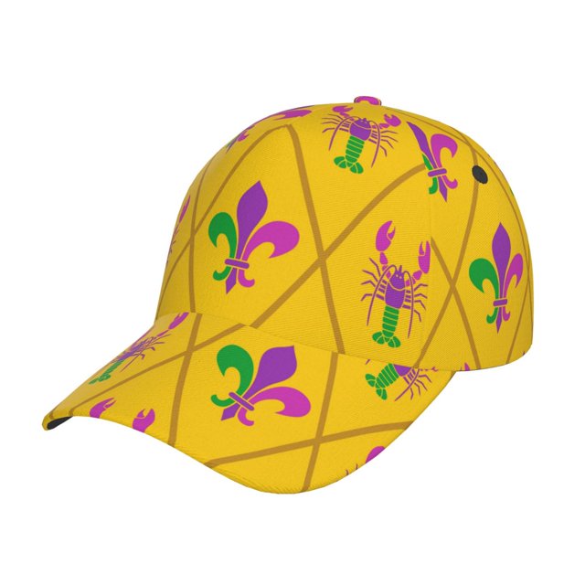 Balery Mardi Gras Crayfish and Fleur de lis Gorra de béisbol de tamaño ajustable para correr, entrenar y actividades al aire libre. Gorra de papá para todas las estaciones.