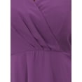 thumbnail image 5 of INSPIRE CHIC Women's V Neck 3/4 Sleeves High Low Chiffon Midi Dress XL Purple, 5 of 6