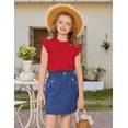 thumbnail image 4 of Arshiner Girls Ruffle Short Sleeve Shirts Cute Summer Frill Neck Pleated Textured Blouse Tops, 4 of 7
