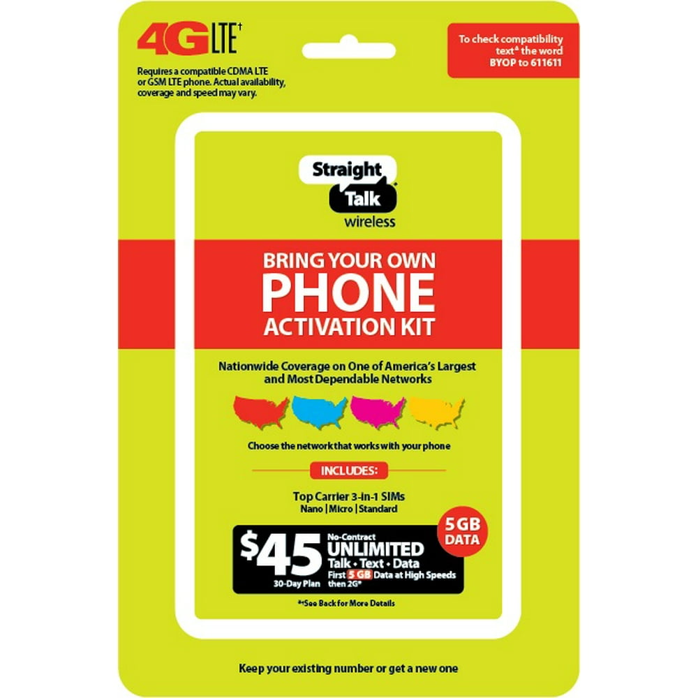 Straight Talk 45 BYOP Triple Punch Sim Card Bundle