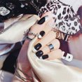 thumbnail image 3 of 24Pcs Black & Silver Pattern Decoration Artificial False Fake Nail Art Tip & Glue, 3 of 5