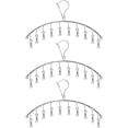 thumbnail image 1 of Convenient 3 Pack Stainless Steel Laundry Drying Rack Clothes Hanger with 10 Clips, Ideal for Drying Various Clothing Items, 1 of 4