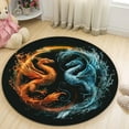 thumbnail image 5 of Zebra Stripe Round Area Rug, black and white safari circle carpet for living room or hallway, soft washable non-slip floor mat, striking modern animal décor, 5 of 6