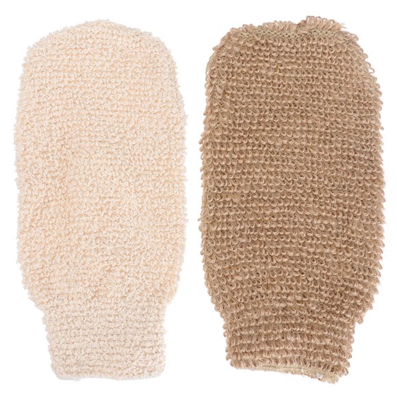 Guantes de baño de yute 2 unids Bbanquetan color marrón claro