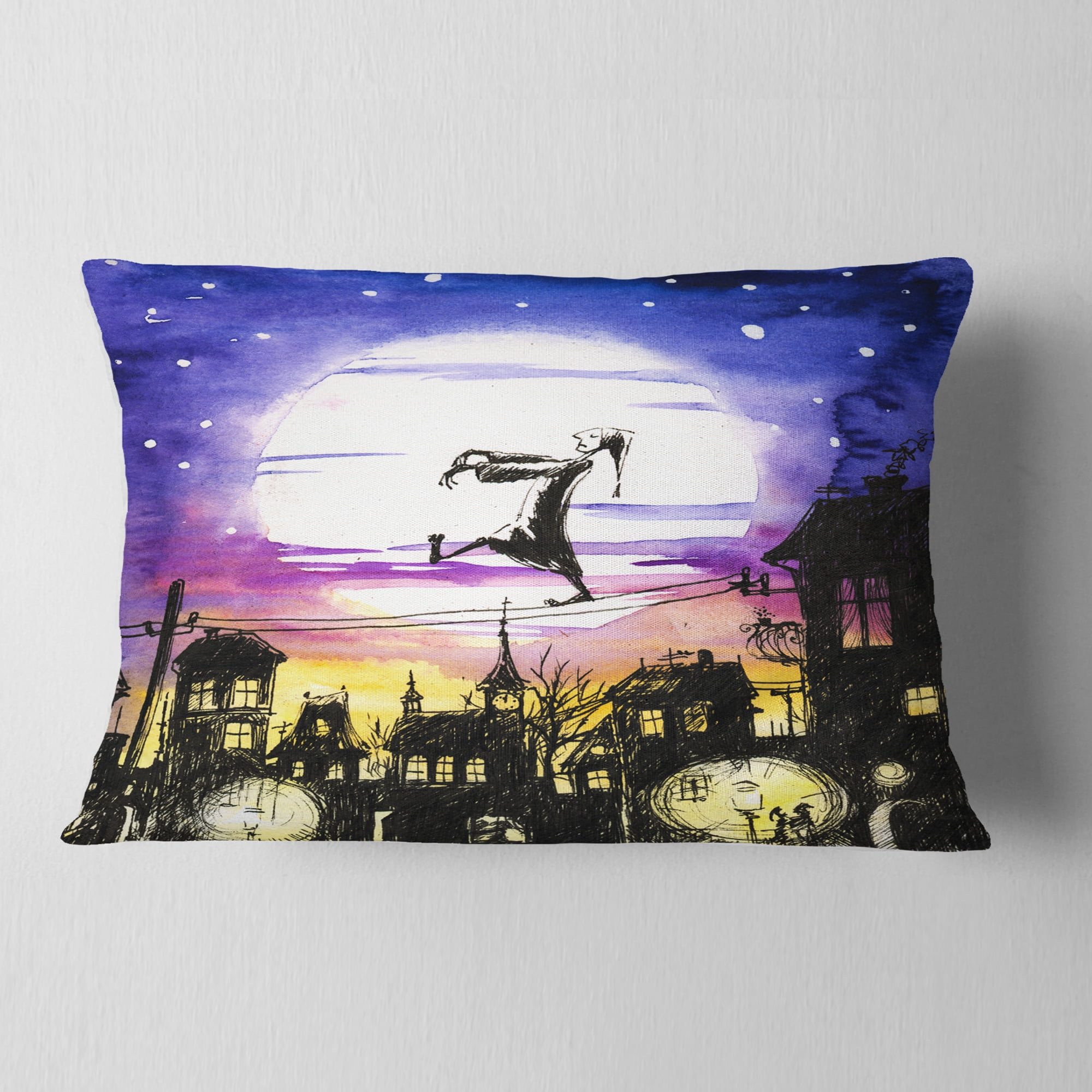 Designart Sleepwalker in Moonlight - Abstract Throw Pillow - 12x20