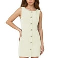 thumbnail image 1 of Vestido corto sin mangas con botones para mujer - Cuello redondo, color liso, primavera/verano, informal/fiesta - Mezcla de poliéster, 1 of 4