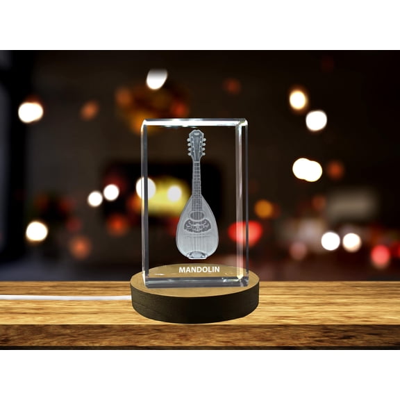 Mandolin 3D Engraved Crystal 3D Engraved Crystal Keepsake/Gift/Decor/Collectible/Souvenir