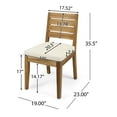 thumbnail image 4 of GDF Studio Zeila Outdoor Acacia Wood Dining Chair with Cushions, Set of 2, Sandblasted Natural Brown, Beige, 4 of 7