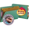 thumbnail image 2 of smead 100% recycled end tab pressboard classification file folder with safeshield fasteners, 2 dividers, 2" expansion, legal size, green, 10 per box (29785), 2 of 6