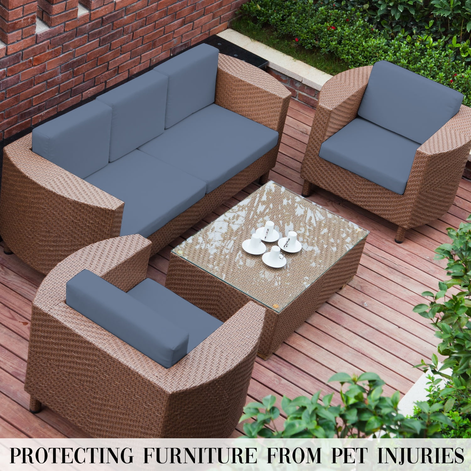 SUKAIKEQA 14PCS Outdoor Cushion Covers Set Replacement for Sofa Sectional Chair(Cover，Only)