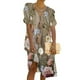 thumbnail image 2 of Moda Mujer Verano Sexy Cuello en V Estampado floral Manga corta Hasta la rodilla Vestido suelto Fridja qw5979, 2 of 8