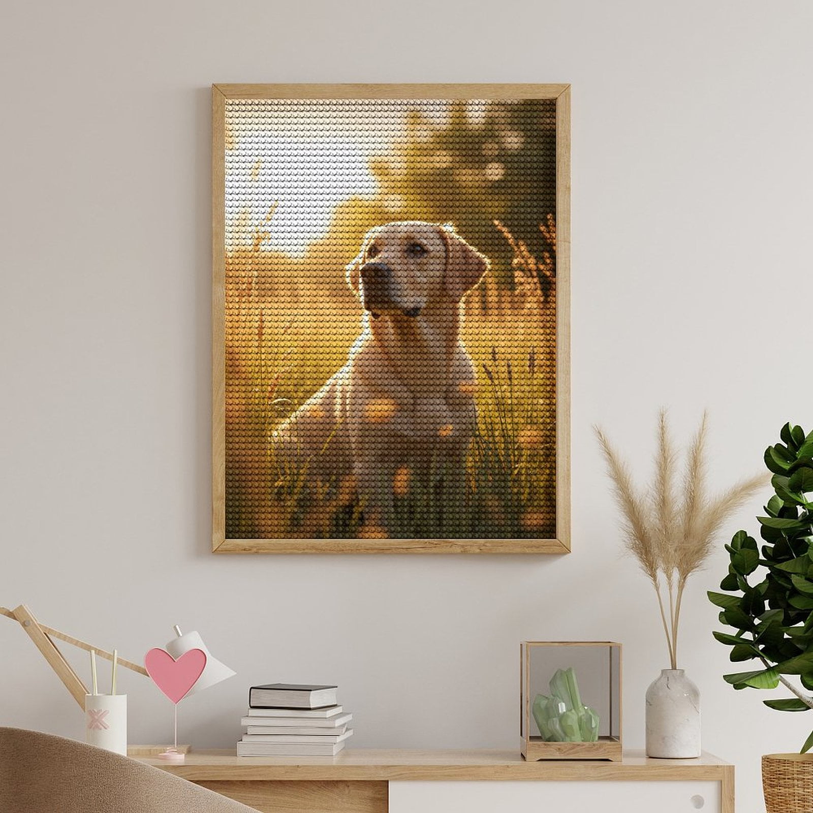 Diamond Art Kits for Adults, Golden Retriever In Sunlit Field 5D Diamond Painting Kits for Adults Beginners, DIY Full Drill Diamond Painting, Gem Art and Crafts 12x16