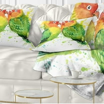 Designart Family Parrots - Watercolor Animal Throw Pillow - 12x20