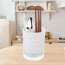 Stainless Steel Cutlery Storage Bin | Plastic Utensil Holder with Drain Holes | Commercial & Home Kitchen Organizer | 6.14x4.48x4.48 Inches | 1-Piece