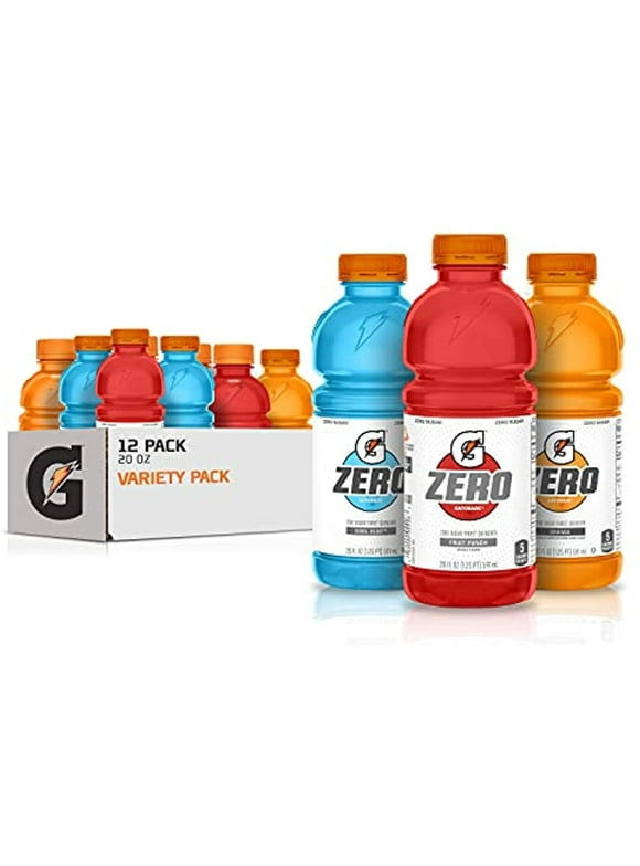 Gatorade G Zero Thirst Quencher, 3 Flavor Variety Pack, 20Oz Bottles (12 Pack)