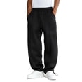 thumbnail image 2 of Ceisia Men Solid Color Loose Casual Pants Elastic Waist Drawstring Sports Gift Work Trousers, 2 of 9