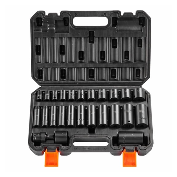 lqyy Impact Socket Set 25pcs 3/8 Inch Drive - 6-Point Bit Ratchet Tool Kit, Cr-Mo Steel, SAE Deep & Shallow Sockets, Automotive Repair Tool Set