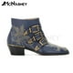 thumbnail image 3 of Botas de tobillo con tachuelas Botas de cuña con punta puntiaguda retro Botas de estilo británico para mujer Botas de vaquero occidental Multicolor Venta de gran tamaño, 3 of 5