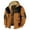 Coffee, variant on Men's Winter Print Hooded Jacket, Color-Block Pattern Fleece-Lined Thick Casual Zipper Coat for Outdoor Leisure and Holiday Gift,Army Green,5XL