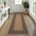 thumbnail image 3 of HIWEAVER Yellow 2' x 6' Easy Jute Runner for Kitchen Non Slip Stain Resistant Bordered Diamond Indoor Outdoor Throw Carpet Non Shedding Modern Geometric Mat for Hallway Outdoor Patio Rug, 3 of 7