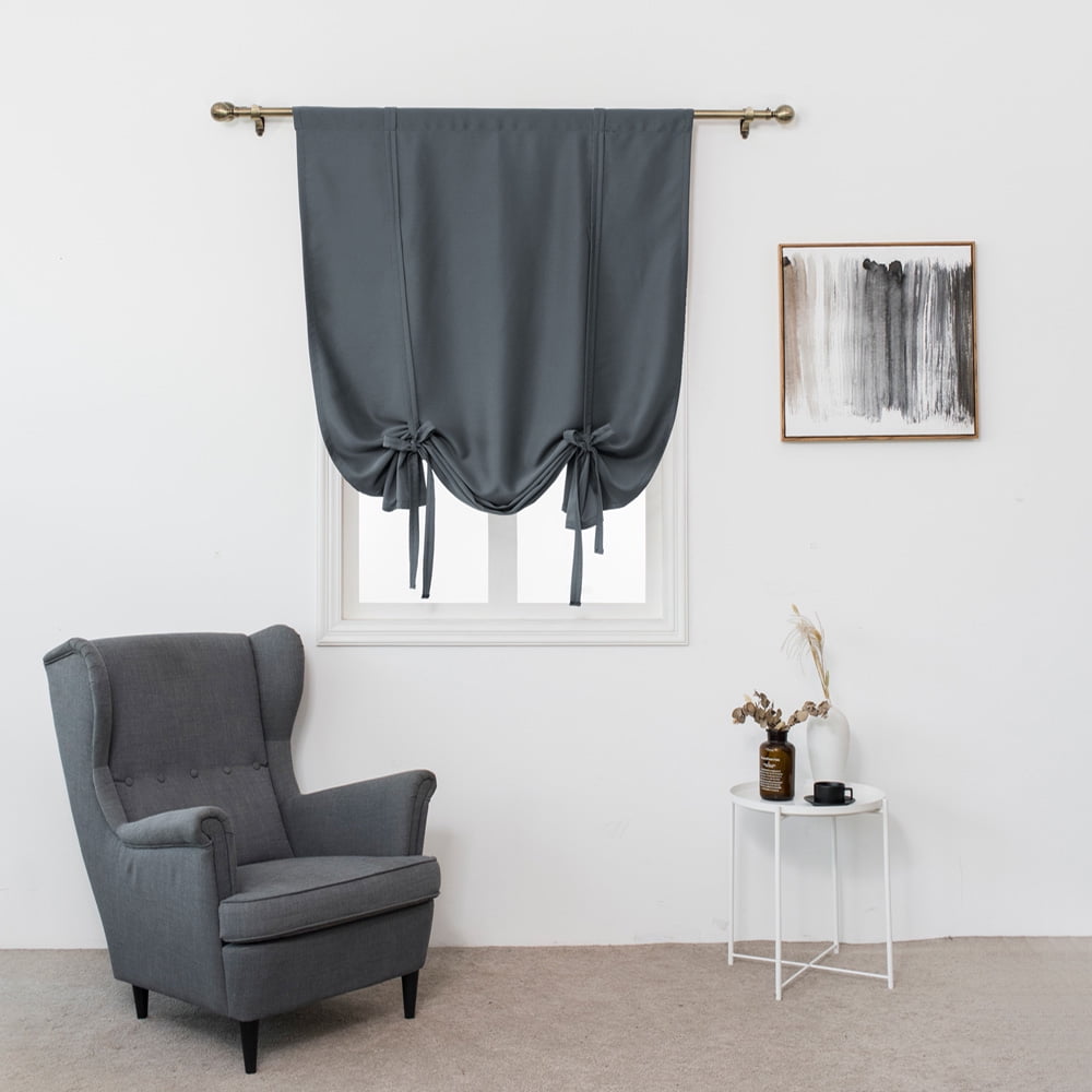 Thermal Drapes Blacknot Roman Curtains Tie Up Shades Rod Pocket for Small Window 
