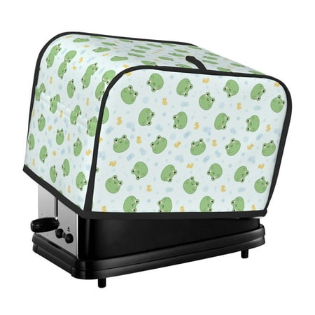 

KLL Kawaii Frogs Print 2 Slice Toaster Dust Covers Kitchen Small Appliance Cover with 2 Pockets Can hold Jam Spreader Knife & Toaster Tongs (11.4 x 7.9 x 7.5)