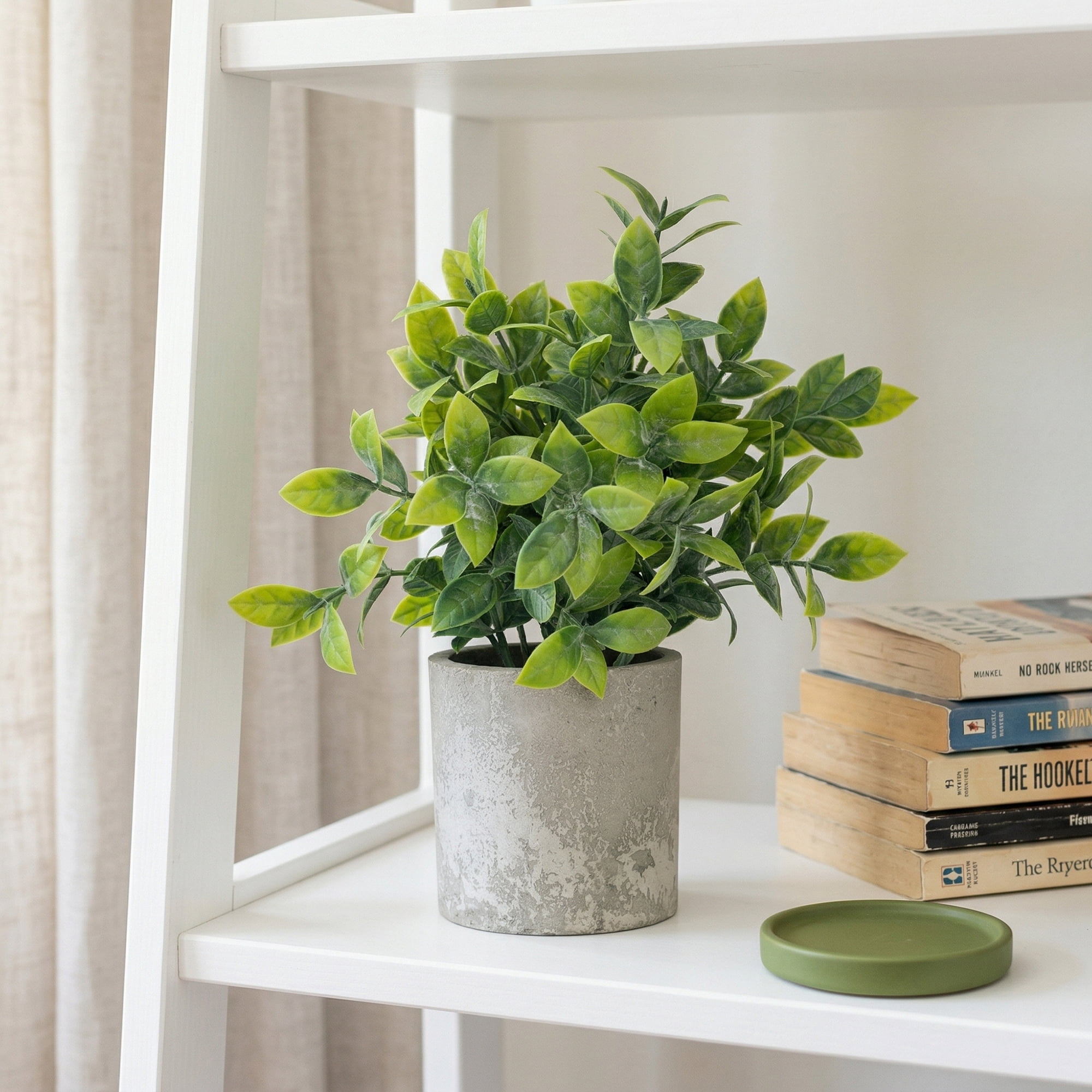Unique Bargains Artificial Eucalyptus Plants in Pot Small Faux Greenery 7.9" Tea Leaves