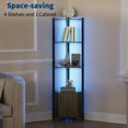 thumbnail image 5 of 5-Tier Black LED Corner Shelf with Adjustable Brightness – Modern Space-Saving Wall Mounted Bookshelf with Doors & Metal Frame – Lighted Display Organizer for Living Room, Bedroom, Kitchen, Office, 5 of 8