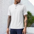 thumbnail image 2 of Men's UPF 50+ Sun Protection Henley Shirts Summer Beach Shirt Short Sleeve Tshirt Fitted T-Shirt Basic Tees Work T Shirt White S, 2 of 6