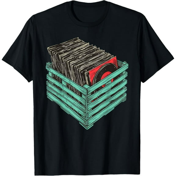 Vinyl Record Crate Vintage Retro T-Shirt