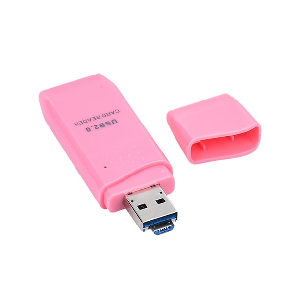 2 en 1 USB 2,0 OTG de Tarjetas HC TF Tarjeta Alta Rosado Soledad Lector de tarjetas