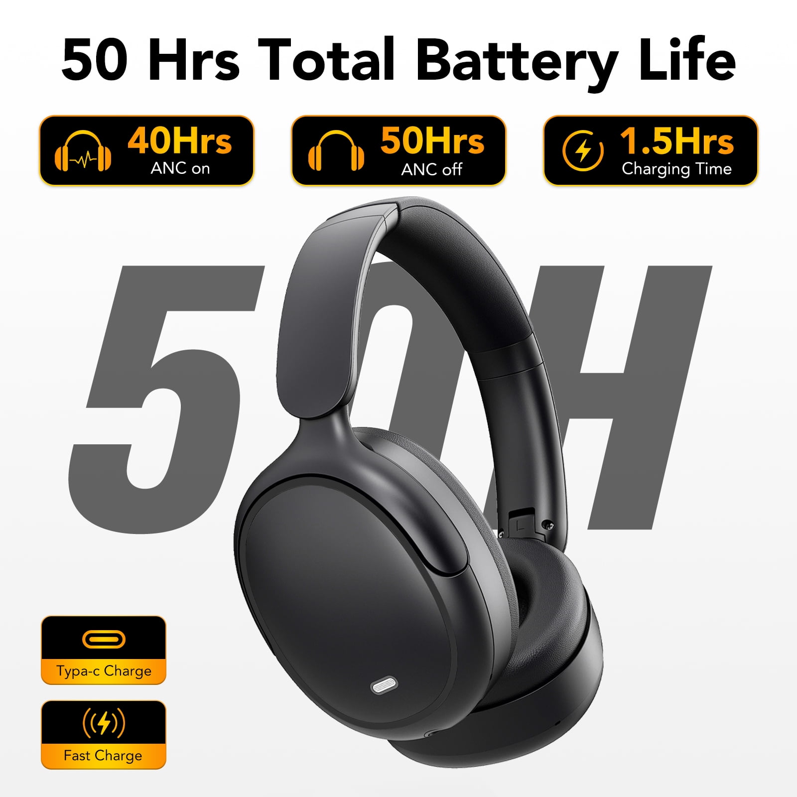 IKT Bluetooth Headphones Wireless Noise Cancelling 45dB Over Ear 50H  Playtime with Bass Boost - Walmart.com