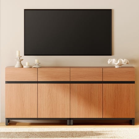 Wampat Modern TV Stand for 70 inch TVs 2 in 1 Entertainment Center Console with Adjustable Shelves and Metal Base for Living Room Bedroom Mocha