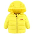 thumbnail image 2 of Feancey Toddler Kids Winter Coats Baby Boys Girls Bear Ears Hooded Puffer Jacket Little Boys Windproof Warm Coat Padded Outerwear with Pockets Yellow 3-4 Years, 2 of 3