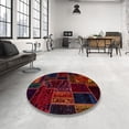 thumbnail image 4 of Ahgly Company Machine Washable Indoor Round Abstract Vermilion Red Area Rugs, 7' Round, 4 of 7