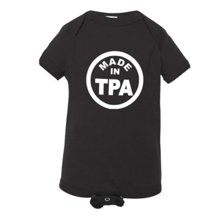 

PleaseMeTees™ Baby From Born Made In Tampa FL Florida Logo Label Jumpsuit