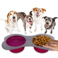thumbnail image 1 of KE WOOW Juego de Platos Plegables KE WOOW Comederos de VIAJE para perros 1000 ml Rosa, 1 of 10