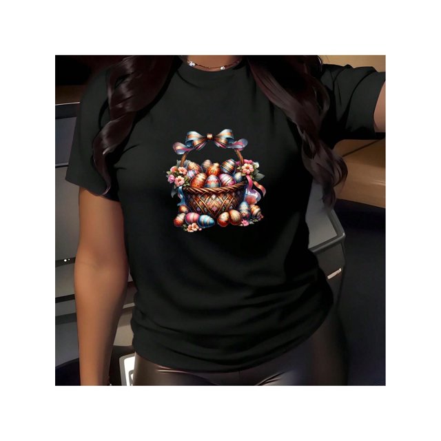 Easter Letter Print T-Shirt For Men And Women Round Neck Cotton Short Sleeve Sports T-Shirt For All Seasons Tee For Adult, Men, Women, Teen, Teenager, Adolescent, Youth