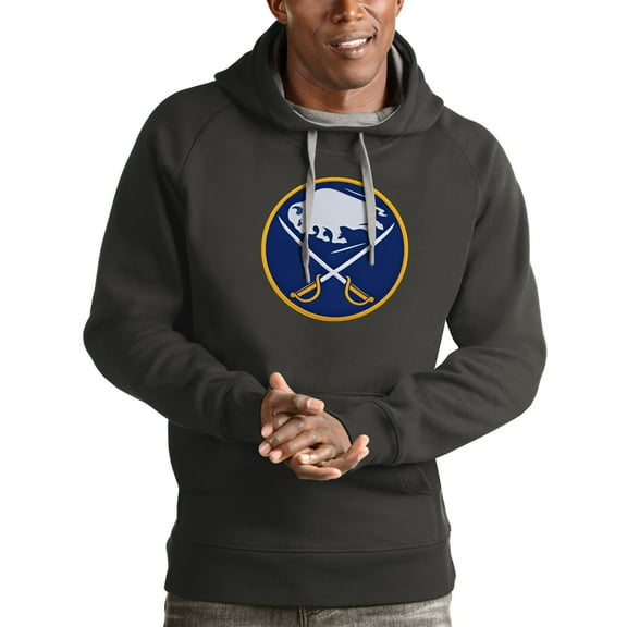Men's Antigua Charcoal Buffalo Sabres Logo Victory Pullover Hoodie