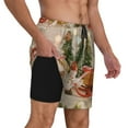 thumbnail image 2 of Yiaed Holiday Christmas Stars Print Mens Swim Trunks Bathing Suit Compression Liner Beach Swim Shorts Swimwear Quick Dry Zipper Pocket No-Chafing Board Short-XX-Large, 2 of 6