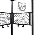 thumbnail image 3 of Honey-Can-Do 3-Shelf Steel Storage Shelves with Hanging Bar, Hooks, and Light, Black, Holds up to 75 lb per Shelf, 3 of 7