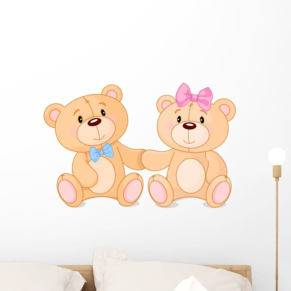 Cute Tatty Bear Style Wall Sticker With Personalised NameDecal Adhesive Vinyl 
