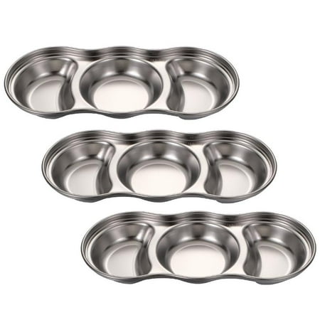 

Sauce Dish Stainless Steel|3Pcs Sushi Dipping Bowls|Seasoning Dish Saucer Plates For Appetizers And Samples Multi-Compartment Design