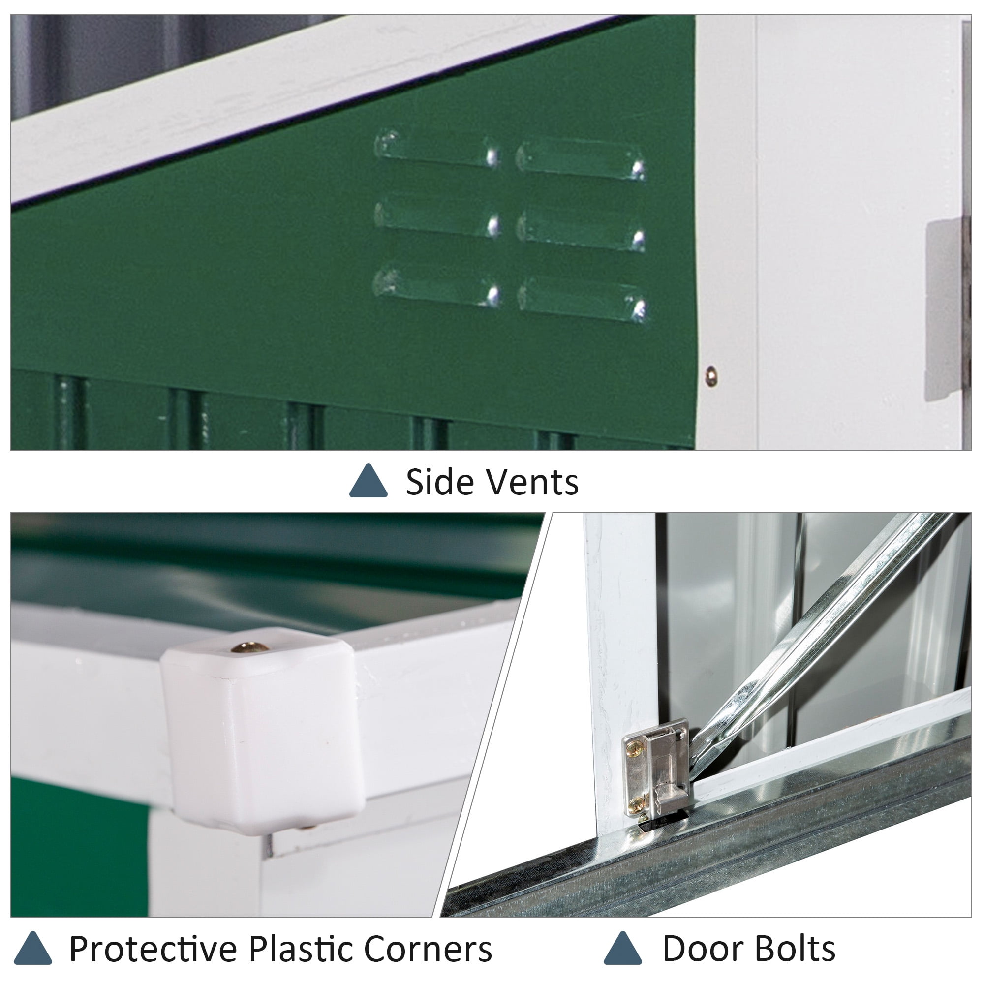 Steel Garden Garbage Can Storage Shed Double Door & Lid Dustbin for 2