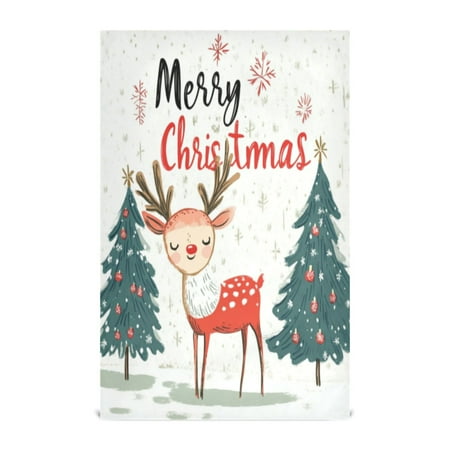 Kitchen Towel 28x18 Inches x4，Plate Towel Decorative Towel Napkin Tea Towel Tea Towels For Kitchen Dish Cloths & Dish Towels Christmas Smiling Deer Picture
