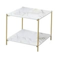 thumbnail image 2 of DOLITY Light Luxury Sofa Side Table Marble End Table Decor Small Apartment Double Layer White square, 2 of 8